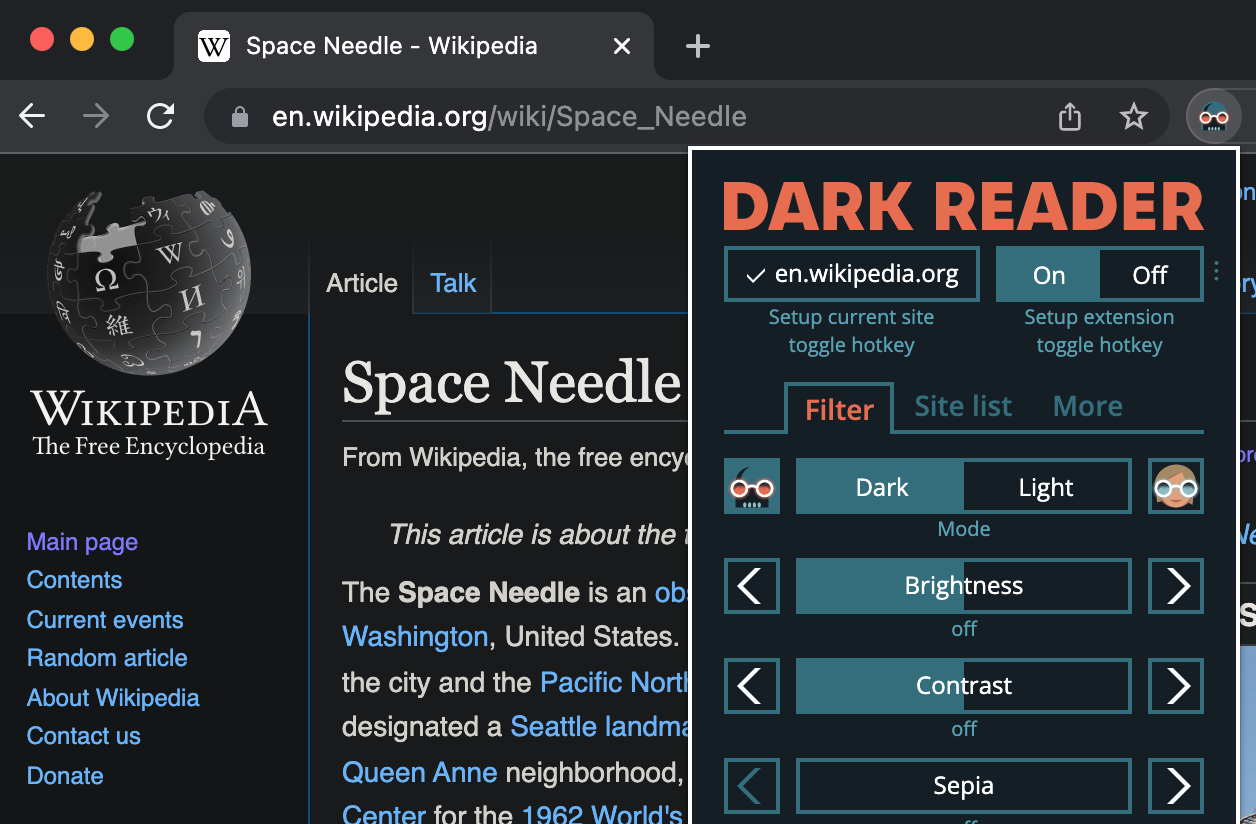 Dark Reader Screenshot