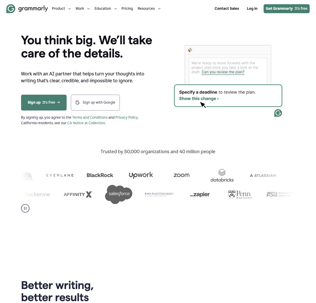 Grammarly Editing Interface